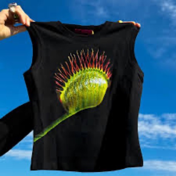 Tyler Mcgillivary Tops - Black Sleeveless Top with Green and Red Design